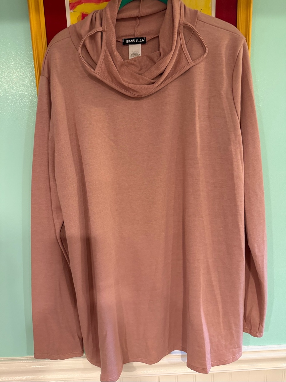 HEIMISH USA Women's Dusty Rose Cowl Neck MASK top, NEW,